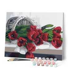 Afbeelding in Gallery-weergave laden, Schilderen op Nummer - Mandje met romantische tulpen