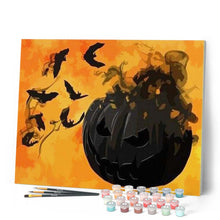 Afbeelding in Gallery-weergave laden, Schilderen op Nummer - Zwarte pompoen en vleermuizen