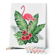 Afbeelding in Gallery-weergave laden, Schilderen op Nummer - Roze flamingo en bloemen