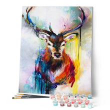 Afbeelding in Gallery-weergave laden, Schilderen op Nummer - Kleurrijk hert aquarel portret