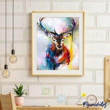 Afbeelding in Gallery-weergave laden, Schilderen op Nummer - Kleurrijk hert aquarel portret