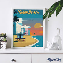 Afbeelding in Gallery-weergave laden, Schilderen op Nummer - Reisposter Miami Beach