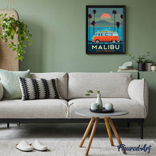 Afbeelding in Gallery-weergave laden, Schilderen op Nummer - Reisposter Malibu Californië