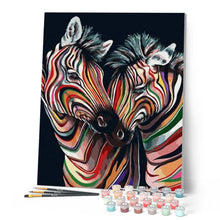 Afbeelding in Gallery-weergave laden, Schilderen op Nummer - Paar kleurrijke zebra's