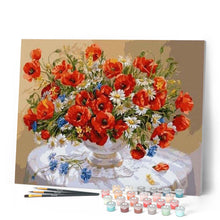 Afbeelding in Gallery-weergave laden, Schilderen op Nummer - Rode bloemen boeket op tafel