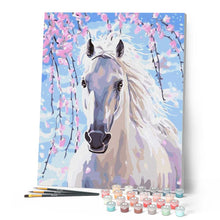 Afbeelding in Gallery-weergave laden, Schilderen op Nummer - Wit paard en bloemen