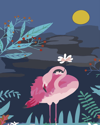 Schilderen op Nummer - Flamingo in de nacht