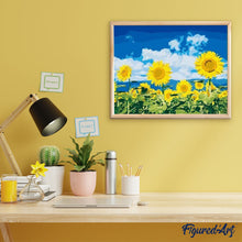 Afbeelding in Gallery-weergave laden, Schilderen op Nummer - Zonnebloemen en blauwe lucht