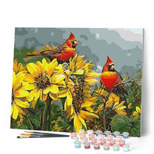 Afbeelding in Gallery-weergave laden, Schilderen op Nummer - Rode vogels en zonnebloemen