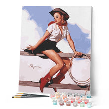 Afbeelding in Gallery-weergave laden, Schilderen op Nummer - Vintage pin-up met lasso