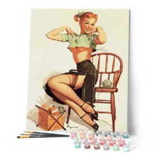 Afbeelding in Gallery-weergave laden, Schilderen op Nummer - Vintage pin-up met garens