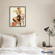 Afbeelding in Gallery-weergave laden, Schilderen op Nummer - Vintage pin-up met garens