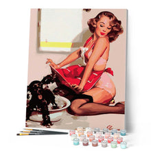 Afbeelding in Gallery-weergave laden, Schilderen op Nummer - Pin-up en haar hond