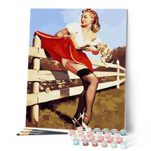 Afbeelding in Gallery-weergave laden, Schilderen op Nummer - Vintage pin-up met hek