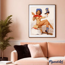 Afbeelding in Gallery-weergave laden, Schilderen op Nummer - Vintage pin-up met blauwe laarzen