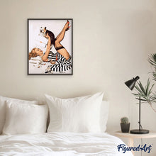 Afbeelding in Gallery-weergave laden, Schilderen op Nummer - Pin-up in jurk en haar hond