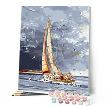 Afbeelding in Gallery-weergave laden, Schilderen op Nummer - Zeilschip en wolken bij het water