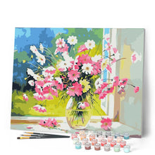 Afbeelding in Gallery-weergave laden, Schilderen op Nummer - Vaas met roze en witte bloemen