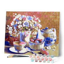 Afbeelding in Gallery-weergave laden, Schilderen op Nummer - Theeservies en bloemen