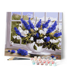 Afbeelding in Gallery-weergave laden, Schilderen op Nummer - Vaas met blauw-witte bloemen