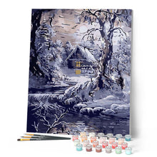 Afbeelding in Gallery-weergave laden, Schilderen op Nummer - Huis en rivier in de winter