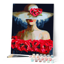Afbeelding in Gallery-weergave laden, Schilderen op Nummer - Vrouw met hoed en bloemen