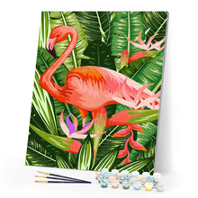 Afbeelding in Gallery-weergave laden, Schilderen op Nummer - Roze flamingo temidden van bladeren