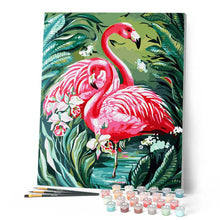 Afbeelding in Gallery-weergave laden, Schilderen op Nummer - Mooie roze flamingo's en gebladerte