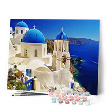 Afbeelding in Gallery-weergave laden, Schilderen op Nummer - Santorini Blauw Wit