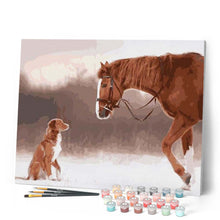 Afbeelding in Gallery-weergave laden, Schilderen op Nummer - Paard en hond in de sneeuw
