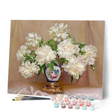 Afbeelding in Gallery-weergave laden, Schilderen op Nummer - Witte bloemen in kostbare vaas