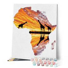 Afbeelding in Gallery-weergave laden, Schilderen op Nummer - Afrika en giraffen