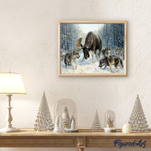 Afbeelding in Gallery-weergave laden, Schilderen op Nummer - Elan omringd door een roedel wolven