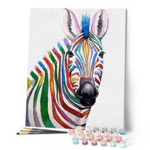 Afbeelding in Gallery-weergave laden, Schilderen op Nummer - Kleurrijke Zebra