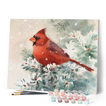 Afbeelding in Gallery-weergave laden, Schilderen op Nummer - Rode vogel en sneeuw