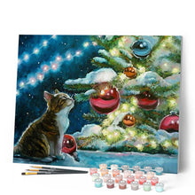 Afbeelding in Gallery-weergave laden, Schilderen op Nummer - Kat en kerstballen