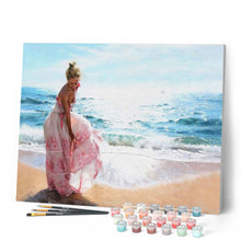 Afbeelding in Gallery-weergave laden, Schilderen op Nummer - Mooie vrouw op het strand