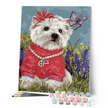 Afbeelding in Gallery-weergave laden, Schilderen op Nummer - Kleine hond en vlinder