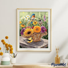 Afbeelding in Gallery-weergave laden, Schilderen op Nummer - Bloemen in een mand en vogels
