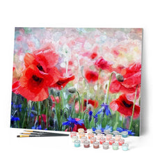 Afbeelding in Gallery-weergave laden, Schilderen op Nummer - Klaprozen en blauwe bloemen