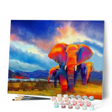 Afbeelding in Gallery-weergave laden, Schilderen op Nummer - Olifanten lopen aquarel