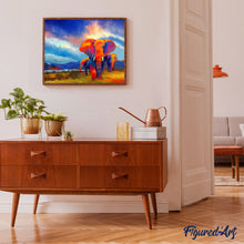 Afbeelding in Gallery-weergave laden, Schilderen op Nummer - Olifanten lopen aquarel
