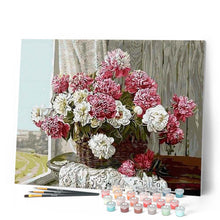 Afbeelding in Gallery-weergave laden, Schilderen op Nummer - Roze &amp; Witte Pioenen