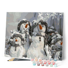 Afbeelding in Gallery-weergave laden, Schilderen op Nummer - Vier kerstsneeuwmannen