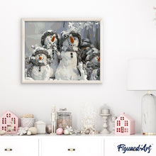 Afbeelding in Gallery-weergave laden, Schilderen op Nummer - Vier kerstsneeuwmannen