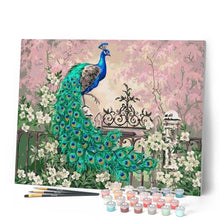 Afbeelding in Gallery-weergave laden, Schilderen op Nummer - Pauw en witte bloemen