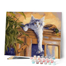 Afbeelding in Gallery-weergave laden, Schilderen op Nummer - Kat en eend neergestreken