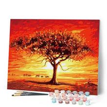 Afbeelding in Gallery-weergave laden, Schilderen op Nummer - Zonsondergang en olifanten