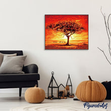 Afbeelding in Gallery-weergave laden, Schilderen op Nummer - Zonsondergang en olifanten