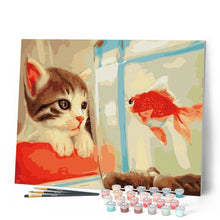 Afbeelding in Gallery-weergave laden, Schilderen op Nummer - Kat en goudvis